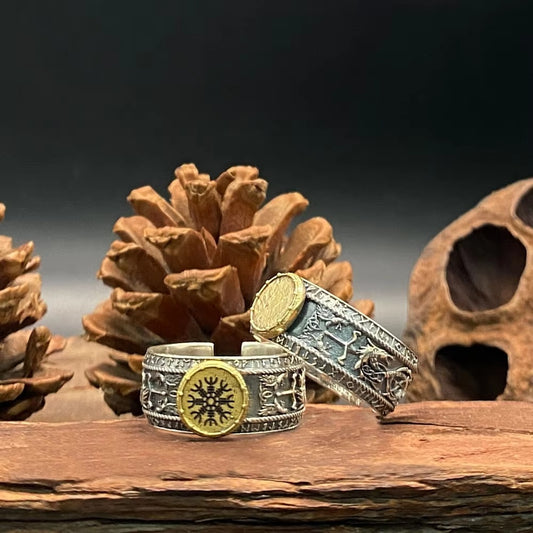 Nordic Viking Ring 925 Silver Helm of Awe Silver Jewelry