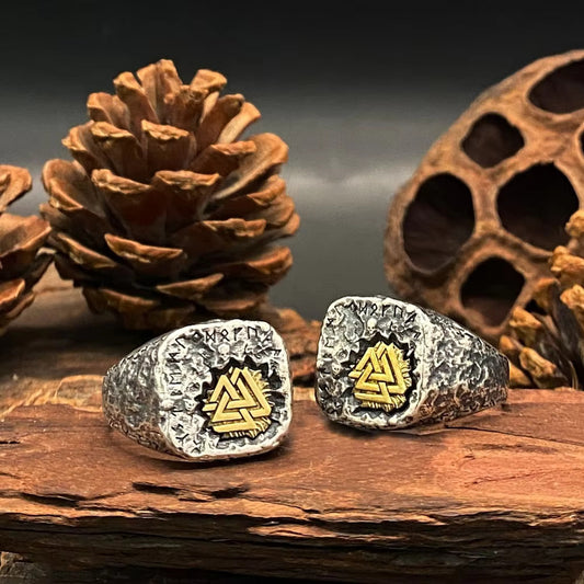 Nordic Viking Ring 925 Silver Valknut Rune Silver Jewelry