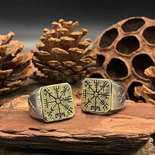 Nordic Viking Ring 925 Silver Vegvisir Rune Silver Jewelry