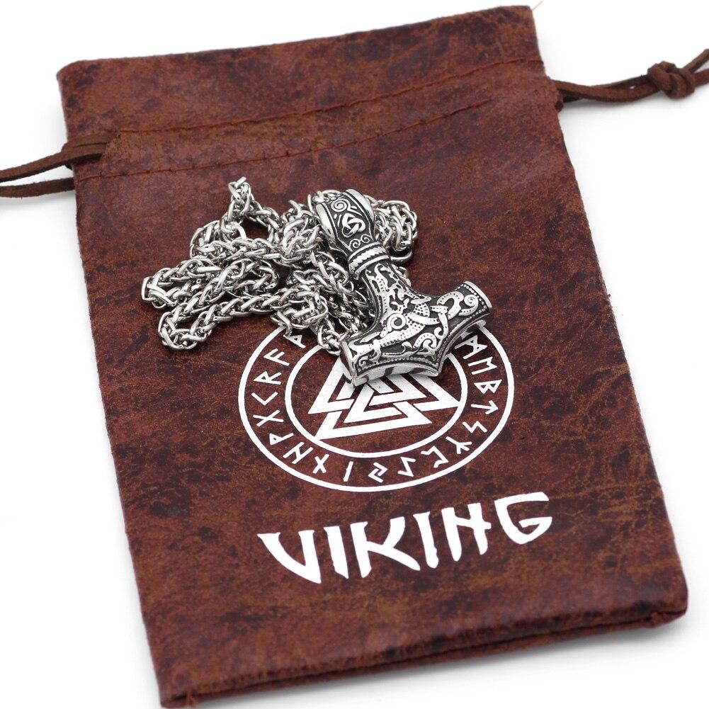 Odins-Glory Mjolnir Necklace With Steel Or Leather Chain