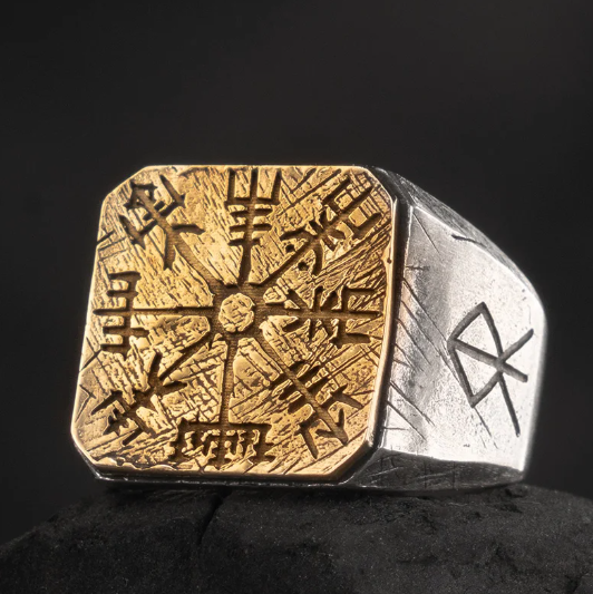 Nordic Viking Ring 925 Silver Vegvisir Rune Silver Jewelry