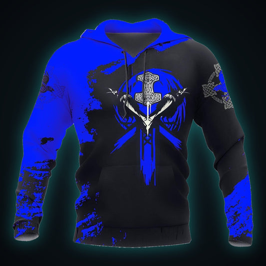Thunderbound — Blue Mjolnir Viking Hoodie
