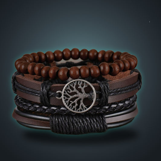 Tree of life multi layer leather bracelet