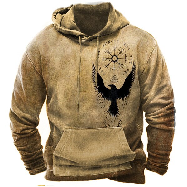 Huggin Vegvisir and Valknout Hoodie with Runes