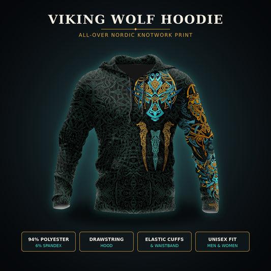The Viking Wolf Hoodie Blue