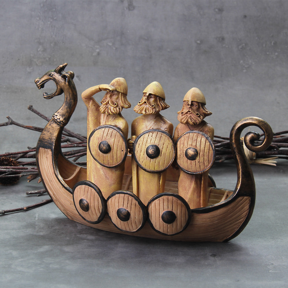 Viking Dragon Boat with 3 Vikings