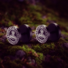 Viking Earrings with Thor&#39;s Hammer Symbol - Black Studs