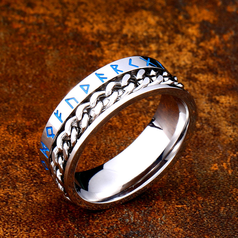 Viking Nordic Runes Solid Stainless Steel Ring