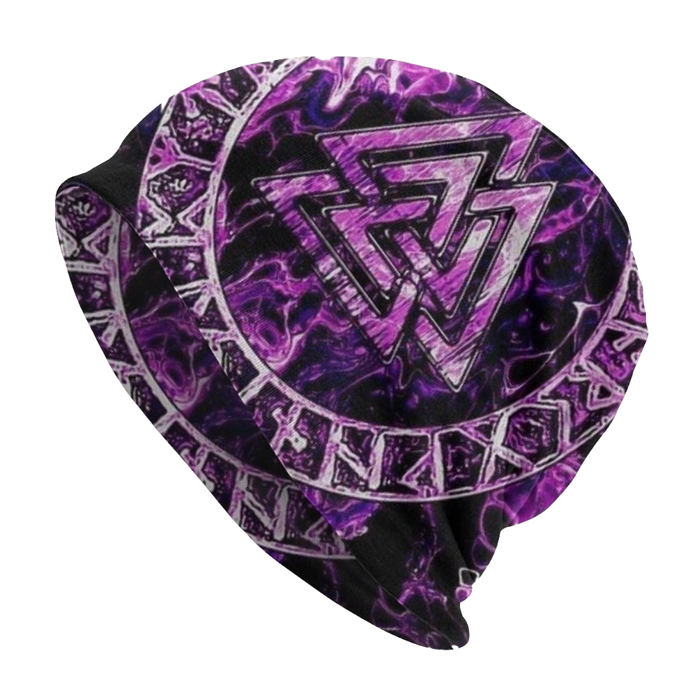Viking Stretchable Hat With Purple Valknut