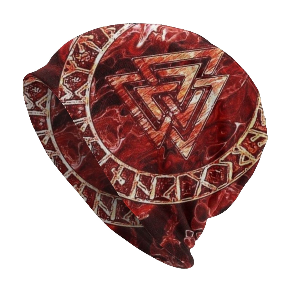 Viking Stretchable Hat With Red Valknut