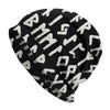 Viking  Black Stretchable Hat With White Runes