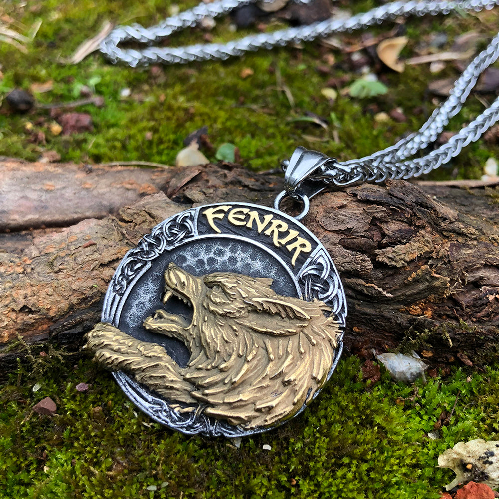 Viking Nordic Odin Wolf Fenrir Necklace