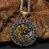 Nordic Viking Necklace with Yggdrasil and Wolf and Runes