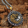 Nordic Viking Necklace with Yggdrasil and Wolf and Runes