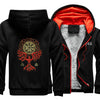 Viking Winter Hoodie with Raven Holding Vegvisir