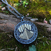 Viking Odin&#39;s Ship Necklace With Runes and Vegvisir