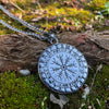 Viking Odin&#39;s Ship Necklace With Runes and Vegvisir