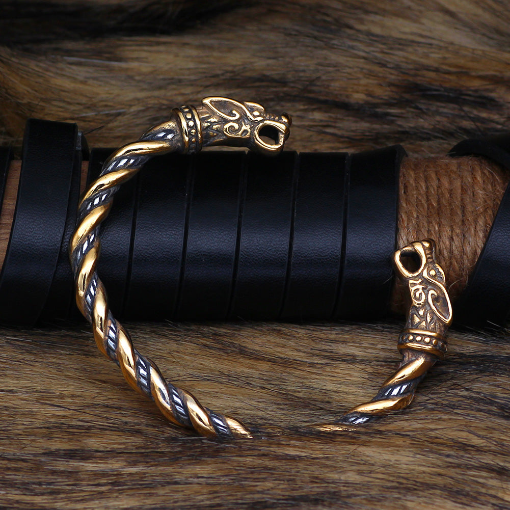 Gold Trimmed Viking Fenrir Bracelet