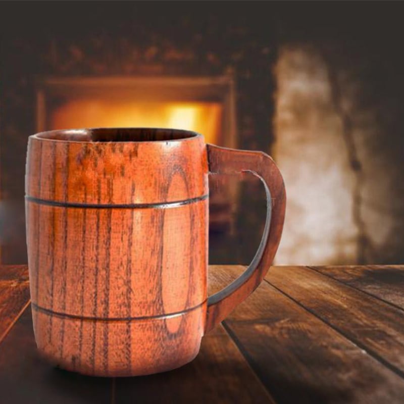 Wooden Beer Viking Mug (350ML)