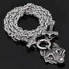 Odins-glory 60cm - 24inch Double Mjolnir King Chain &amp; Wolf Pendant