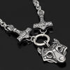 Odins-glory 60cm - 24inch Double Mjolnir King Chain &amp; Wolf Pendant