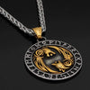 Vikings Roar Geri and Freki Necklace with Runes Alphabet