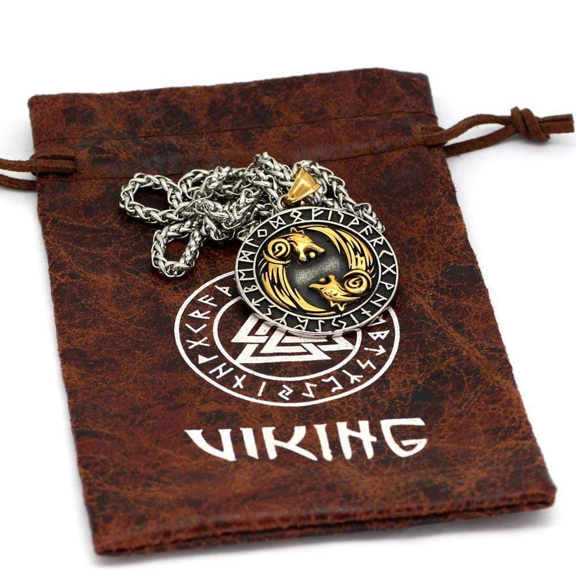 Geri and Freki Necklace with Runes Alphabet – Vikings Roar