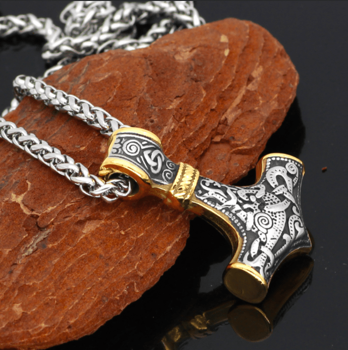 Old Norse Thor's Hammer Necklace – Celtic Crystal Design Jewelry