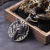Vikings Roar Gold Trimmed King Chain With Dragon Heads &amp; Gold Plated  Wolf Pedant