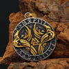 Vikings Roar Gold Trimmed Raven Necklace with Valknut Symbol