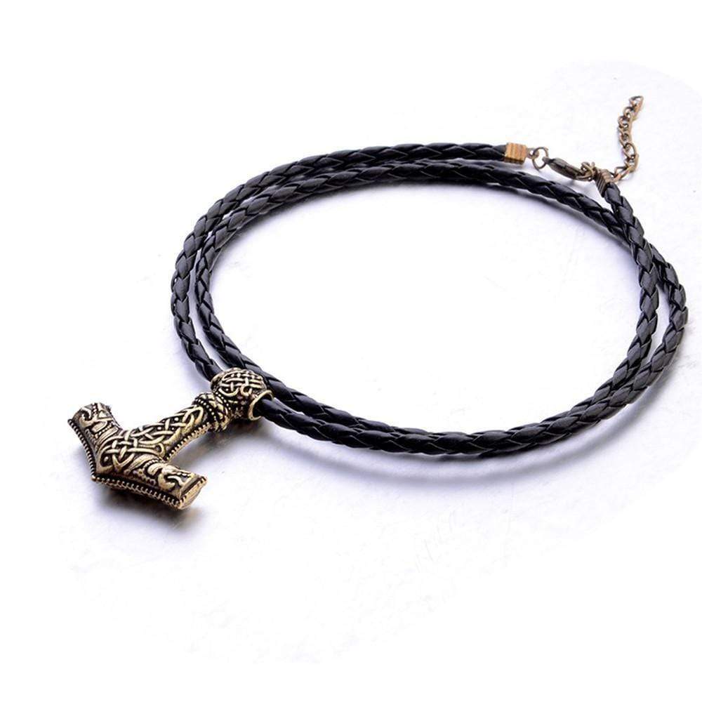 ageofvikings Bronze "Iangr" Viking Hammer Leather Necklace