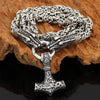 Odins-glory 60cm - 24inch King Chain With Dragon Heads &amp; Mjolnir Pendant