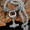 Odins-glory 60cm - 24inch King Chain With Dragon Heads &amp; Mjolnir Pendant