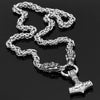 Odins-glory 60cm - 24inch King Chain With Dragon Heads &amp; Mjolnir Pendant