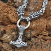 Odins-glory 60cm - 24inch King Chain With Dragon Heads &amp; Mjolnir Pendant