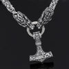 Odins-glory 60cm - 24inch King Chain With Dragon Heads &amp; Mjolnir Pendant