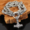 Odins-glory 60cm - 24inch King Chain With Dragon Heads &amp; Mjolnir Pendant