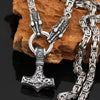 Odins-glory 60cm - 24inch King Chain With Dragon Heads &amp; Mjolnir Pendant