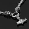 Odins-glory 60cm - 24inch King Chain With Dragon Heads &amp; Mjolnir Pendant