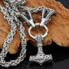 Odins-Glory 2 / 60cm - 24inch King Chain With Rams Horns &amp; Mjolnir Pendant