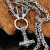 Odins-Glory 2 / 70cm - 28inch King Chain With Rams Horns &amp; Mjolnir Pendant