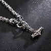 Odins-Glory King Chain With Skull &amp; Mjolnir Pendant