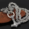 Odins-Glory 50cm - 20inch King Chain With Wolf Heads &amp; Mjolnir Pendant