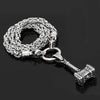 Odins-glory 60cm - 24inch King Chain With Wolf Heads &amp; Mjolnir Pendant