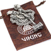 Odins-glory 60cm - 24inch King Chain With Wolf Heads &amp; Mjolnir Pendant