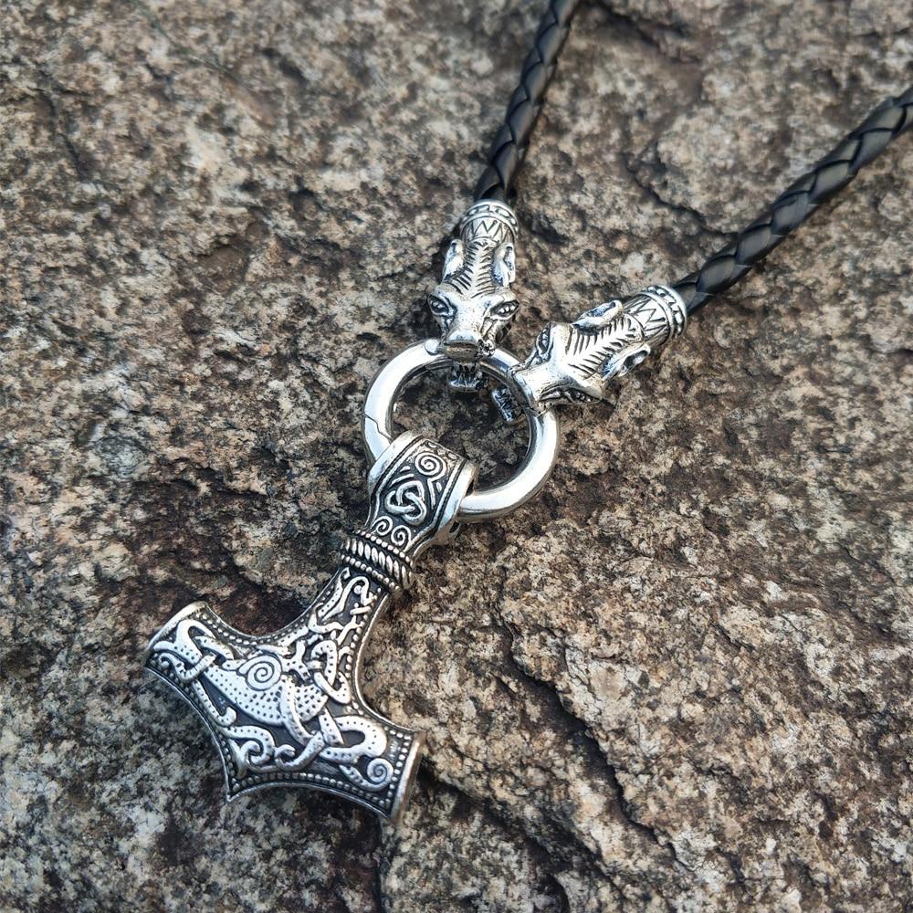 ageofvikings Silver "kirkja" Leather Viking Hammer Necklace