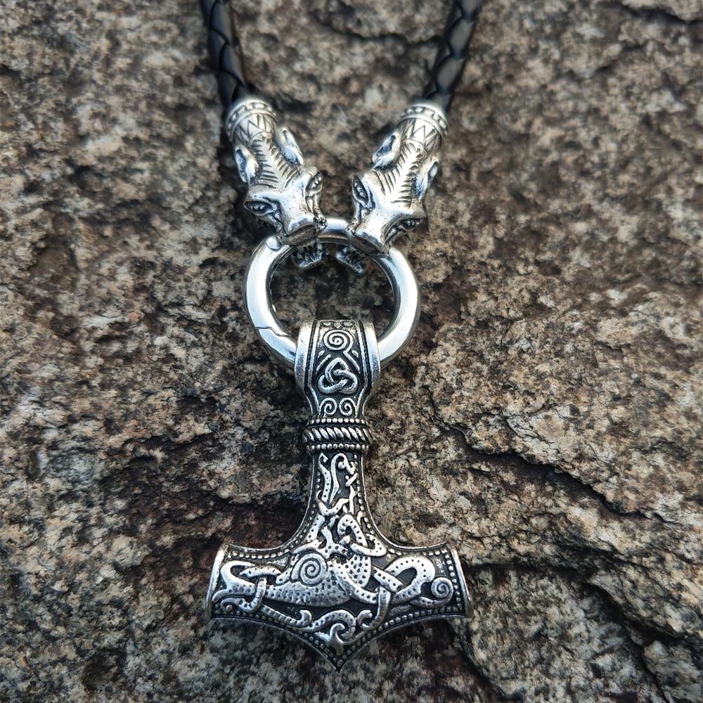 ageofvikings Silver "kirkja" Leather Viking Hammer Necklace