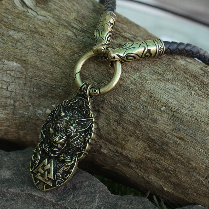 Viking Wolf Necklace with Wolf Protect Me Engraving