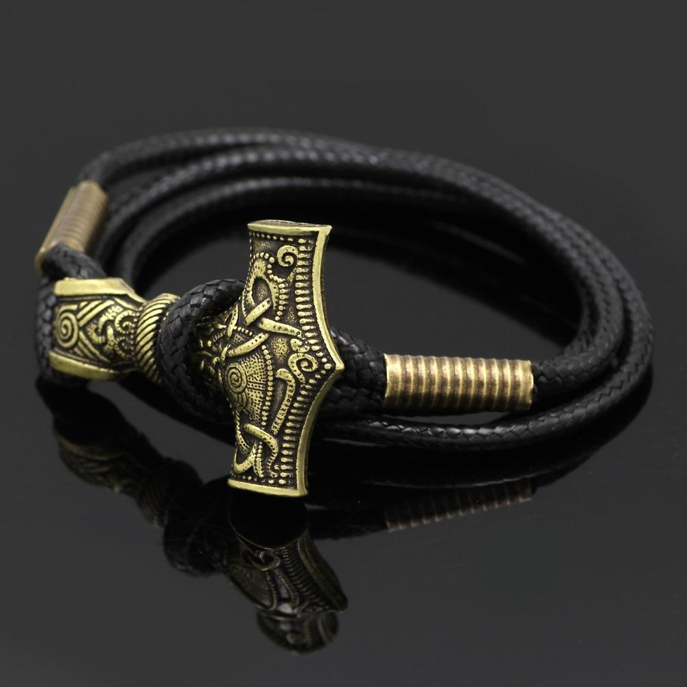 Odins-glory Leather Mjolnir Bracelet