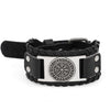 Odins-glory Black Leather Vegvisir Bracelet